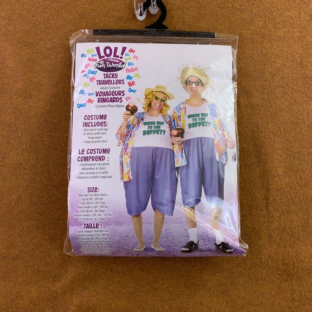 Fun World Adult OS Multicolor Tacky Travellers Tourist Costume NWT